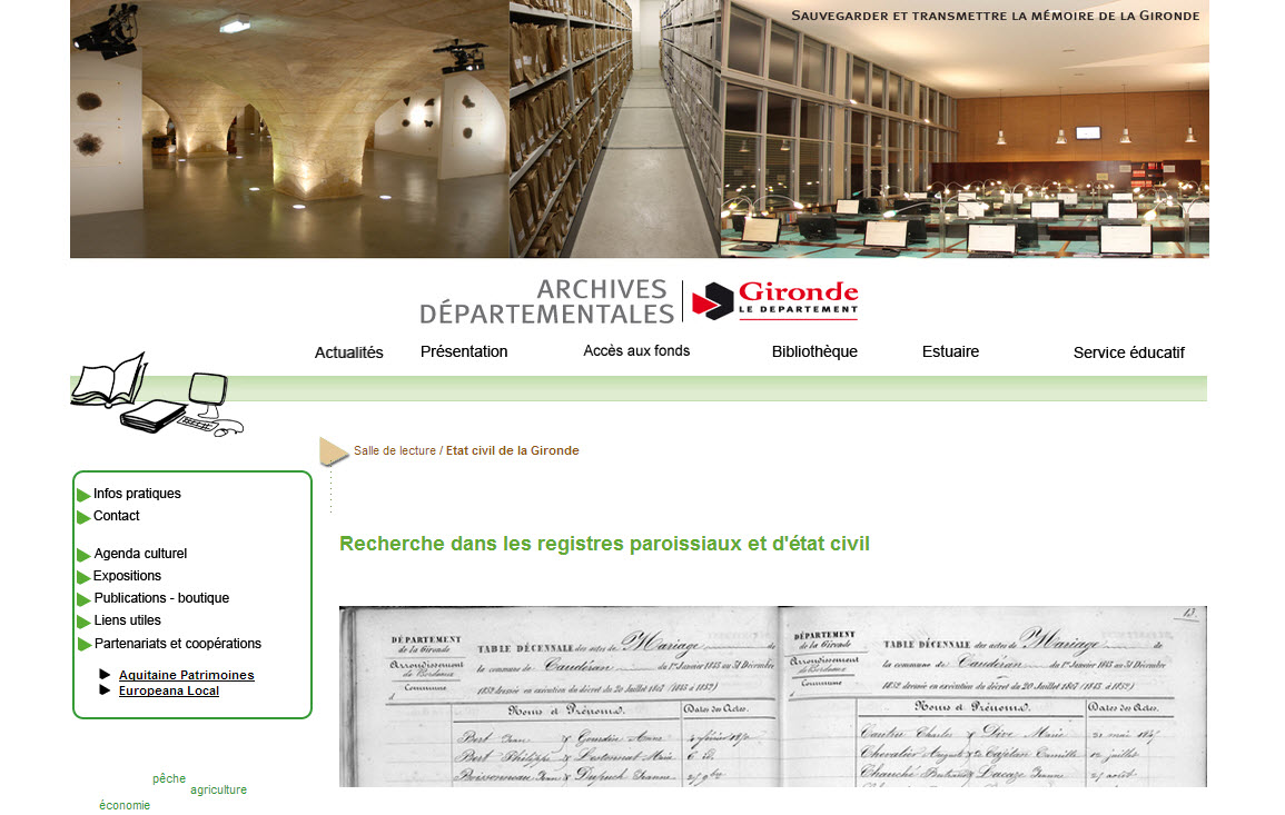 Archives Départementales De La Gironde Etat Civil En Ligne
