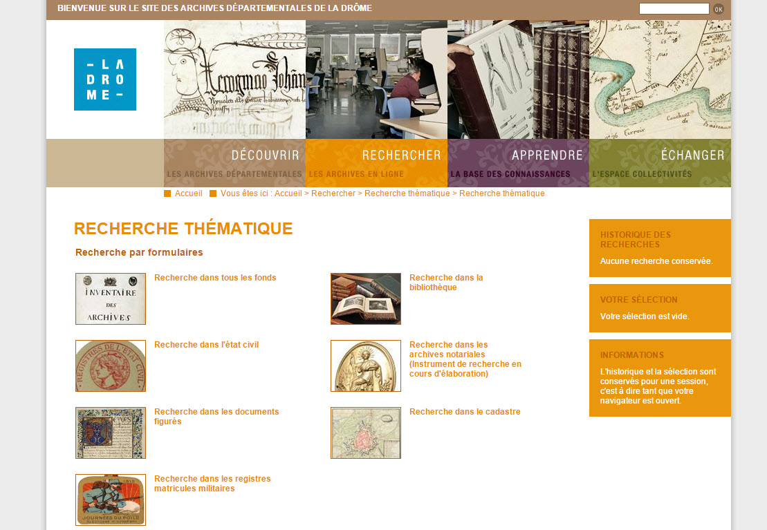 (26) Les Archives Départementales de la Drôme en ligne.