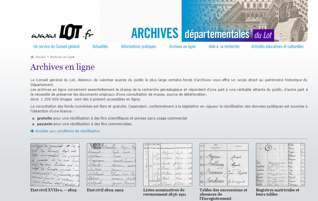 (46) Mise en ligne des Archives départementales du LOT (46) Mise en ligne des Archives départementales du LOT