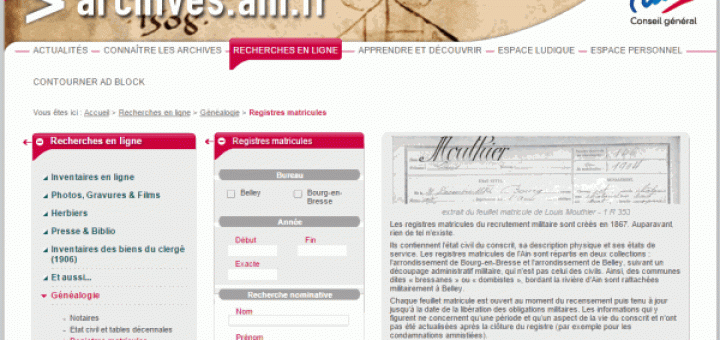 Archive Departementale De L Ain En Ligne