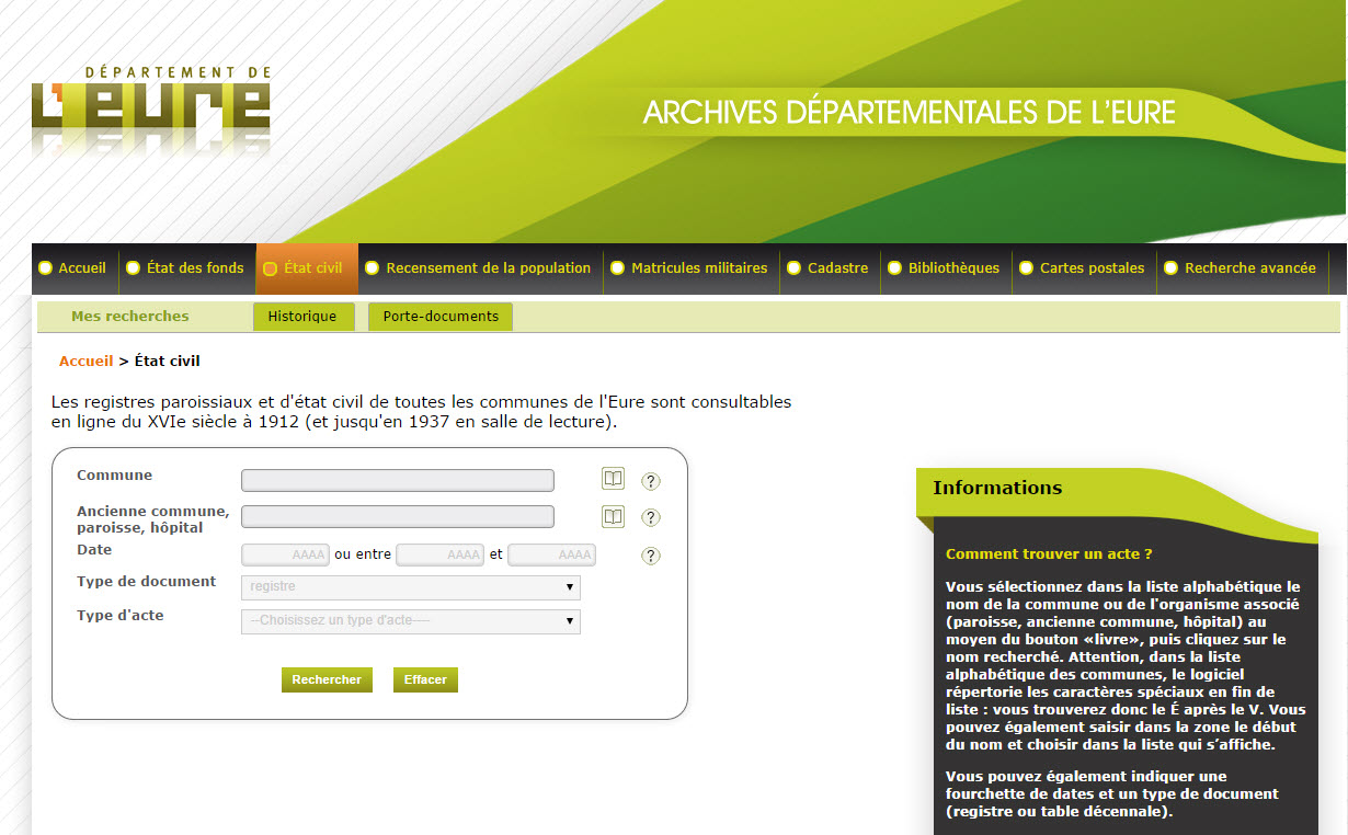 Archives Departementales De L Eure Etat Civil En Ligne