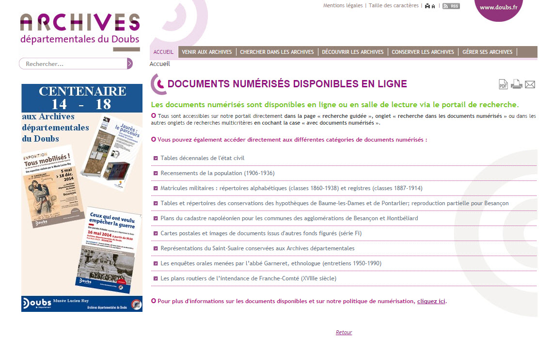 Archives Départementales Du Doubs état Civil En Ligne