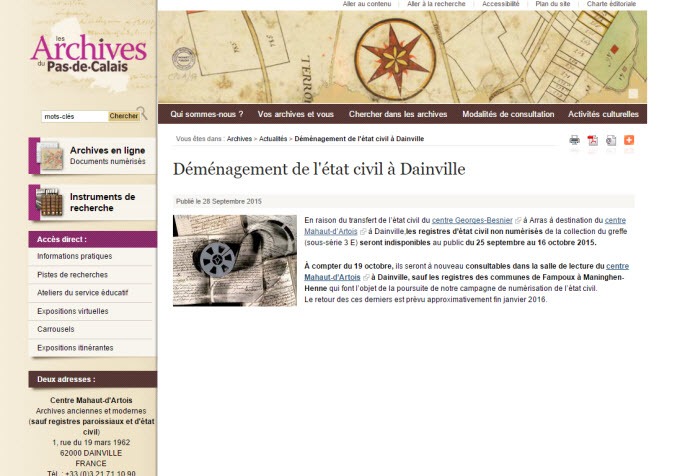 Archives Departementales Pas De Calais Etat Civil