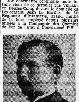 Beuzec-Conq Le Barillec Jean 51e RI Légion d'honneur Le Petit Breton 6 janvier 1935
