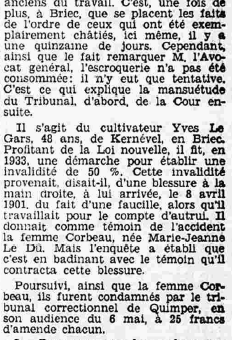 Briec cour d'appel de Rennes Le Gers Yves Le Petit Breton 1 novembre 1936