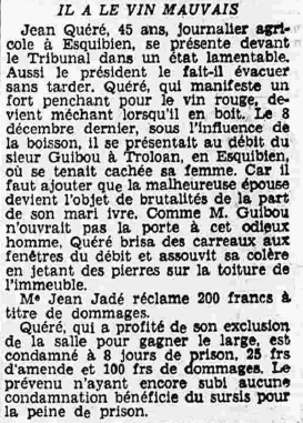 Esquibien Jean Quéré Tribunal correctionnel Le Petit Breton 2 février 1936