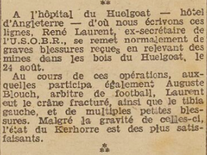Laurent René Huelgoat Le Télégramme 18 Septembre 1944