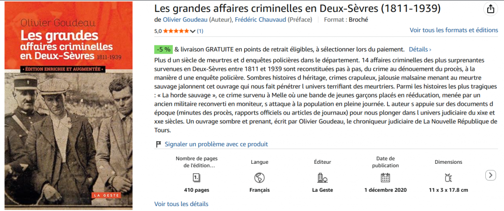 Les grandes affaires criminelles en Deux-Sèvres 1811 1939
