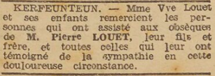 Louet Pierre Quimper Kerfeunteun Le Télégramme 18 Septembre 1944