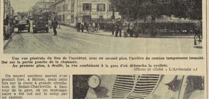 Mohon Danloy Camille 76 ans collision cycliste avec un camion L'Ardennais 9 juillet 1955