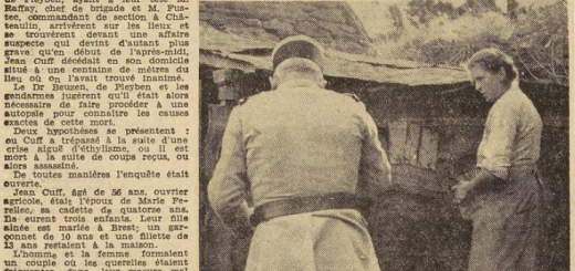 Pleyben Mort suspecte d'un ouvrier agricole Le télégramme de Brest 28 Juillet 1955