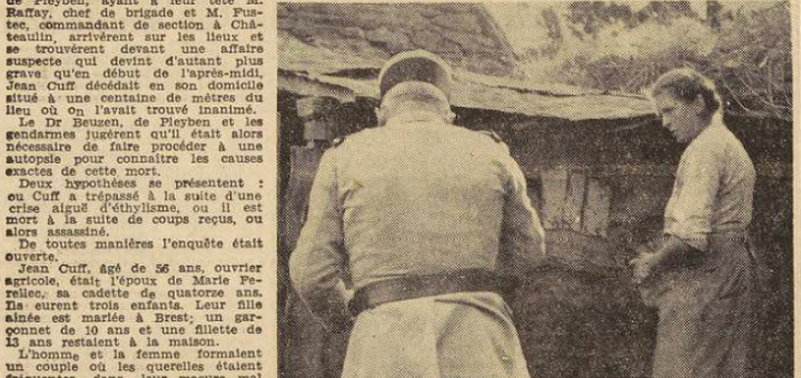 Pleyben Mort suspecte d'un ouvrier agricole Le télégramme de Brest 28 Juillet 1955
