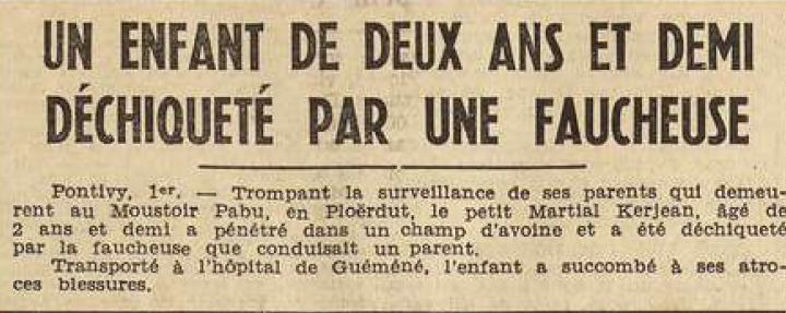 Pontivy Kerjean Martial Le Télégramme de Brest et de l'Ouest 2 Août 1955