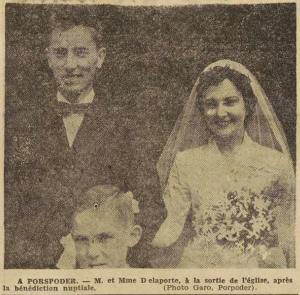 Porspoder Mariage Delaporte Le Télégramme de Brest 5 Septembre 1955