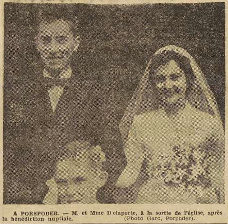 Porspoder Mariage Delaporte Le Télégramme de Brest 5 Septembre 1955