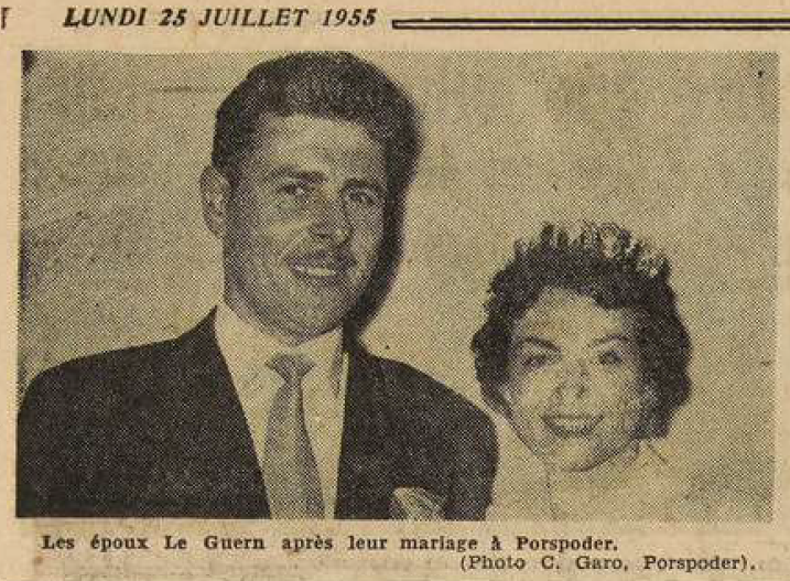 Porspoder Mariage Le Guern Le Télégramme 25 Juillet 1955