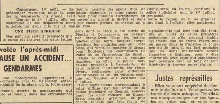 Saint-Yvi époux Rica Le Télégramme de Brest et de l'Ouest 2 Août 1955