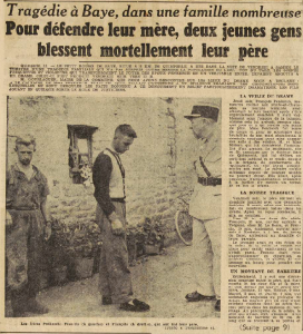 Quimperlé Baye deux jeunes gens blessent mortellement leur père pour défendre leur mère Le Télégramme de Brest 12 Septembre 1955
