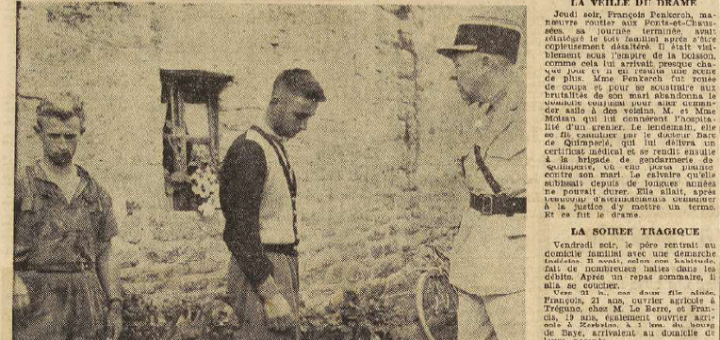 Quimperlé Baye deux jeunes gens blessent mortellement leur père pour défendre leur mère Le Télégramme de Brest 12 Septembre 1955
