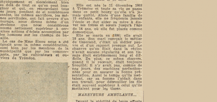 Tréméoc Mme Sinou Le Télégramme de Brest 4 mai 1955