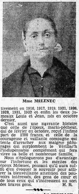 Camaret Belle Famille Mélenec Mme Le Petit Breton 13 janvier 1935