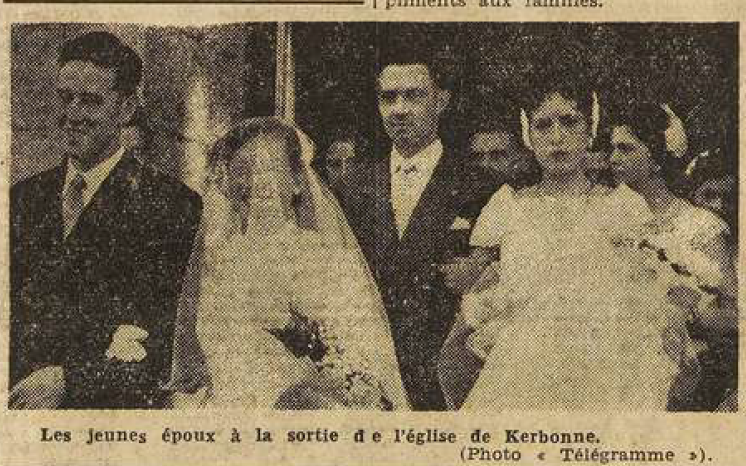 Camaret Saint-Pierre mariage Sévellec André avec Bréhéol Odile Le Télégramme de Brest 12 Septembre 1955