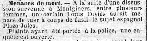 Carcassonne L'Eclair 29 septembre 1899 menace de mort