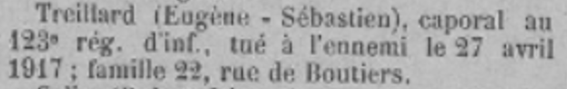 Treillard Eugène Sébastien Ere des Charentes 1 Juin 1917