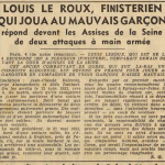 Plouguin Leroux Louis devant les Assises de la Seine Le Télégramme 5 Octobre 1955
