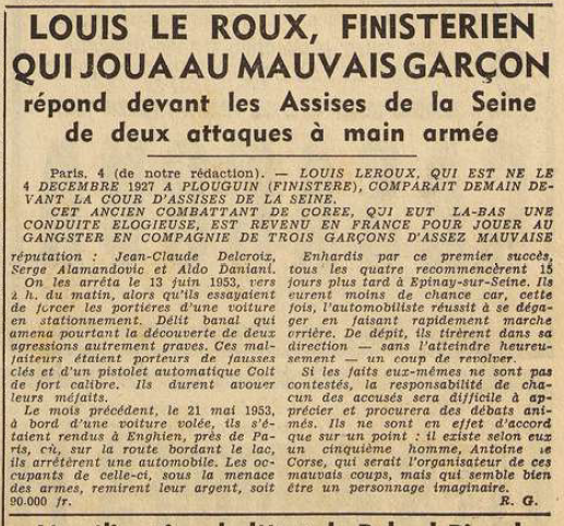Plouguin Leroux Louis devant les Assises de la Seine Le Télégramme 5 Octobre 1955