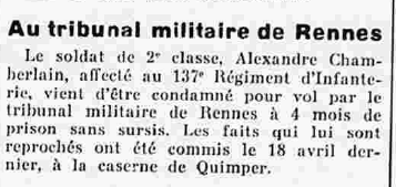 Chamberlain Alexandre 137e RI Le Finistère 3 Juillet 1937