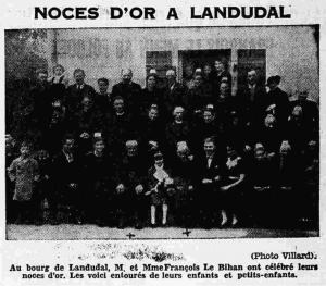 Landudal Noces d'Or Mr et Mme Le Bihan François Le Petit Breton 18 octobre 1936
