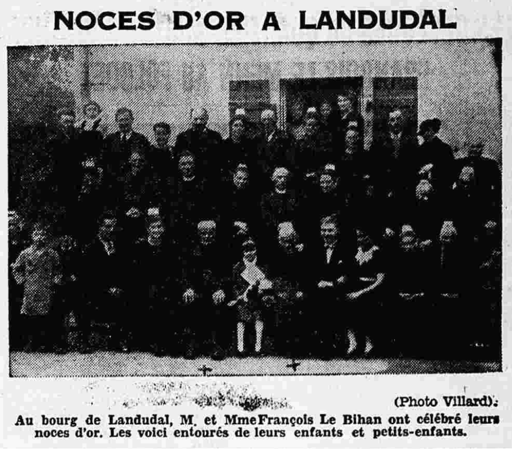 Landudal Noces d'Or Mr et Mme Le Bihan François Le Petit Breton 18 octobre 1936