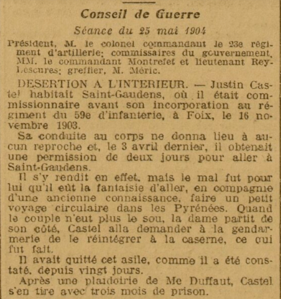Conseil de guerre La Dépêche 27 Mai 1904