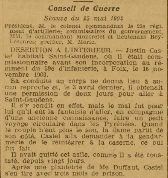 Conseil de guerre La Dépêche 27 Mai 1904