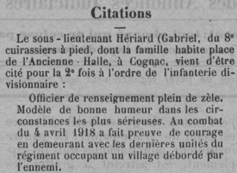 Hériard Gabriel 8e cuirassiers à pied