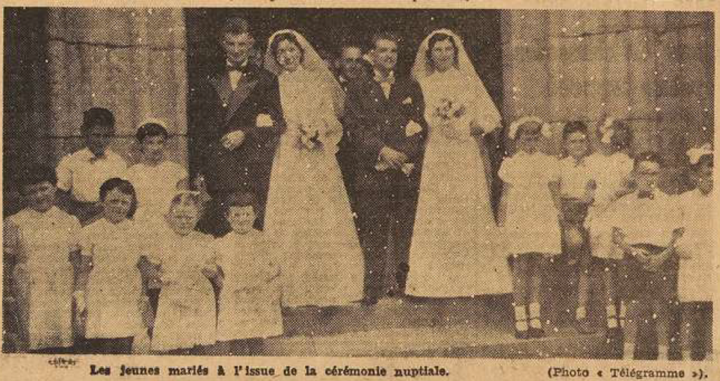 Landerneau double mariage Guéguen François Marchadour Marguerite Bourhis Maximilien Marchadour Marie-Thérèse Le Télégramme de Brest 21 Juillet 1955