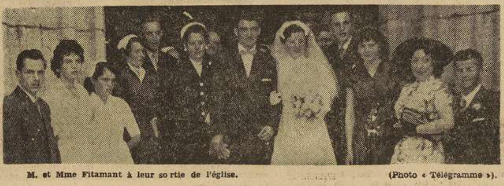 Landerneau mariage Fitamant Le Télégramme 25 Juillet 1955