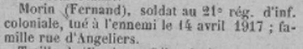 Morin Fernand Ere des Charentes 1 Juin 1917