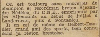 Nédélec Alexandre Landerneau Le Télégramme 18 Septembre 1944
