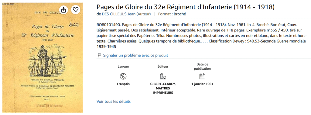 Pages de gloire du 32e régiment d'infanterie