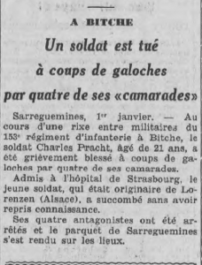 Pracht Charles soldat du 153e régiment d'infanterie Le Journal de Rouen 2 janvier 1938