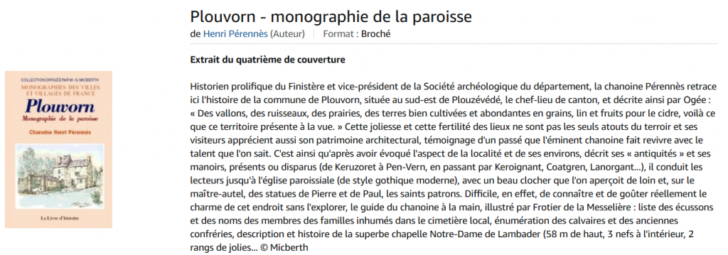 Plouvorn monographie de la paroisse