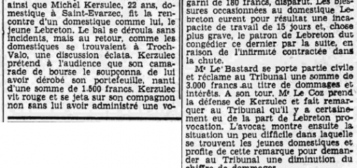 Saint-Evarzec Tribunal correctionnel Kersulec Michel et Lebreton Le Petit Breton 2 février 1936