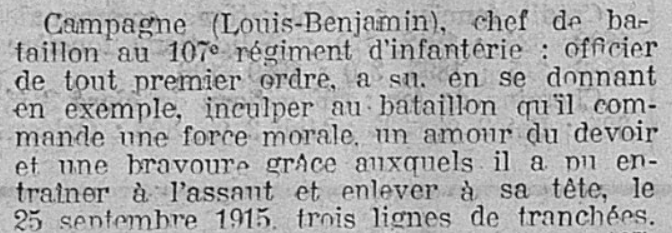 107e régiment d'infanterie Campagne Louis Benjamin La Charente 1 Décembre 1915