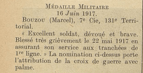 Bouzou Marcel 131e Territorial ECHO des GOURBIS juillet 1917