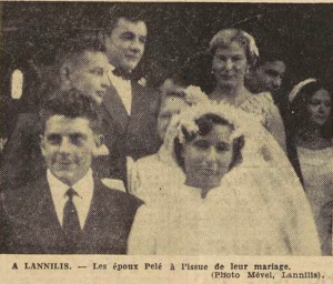 Lannilis photo de mariage époux Pelé Le Télégramme de Brest 8 Septembre 1955