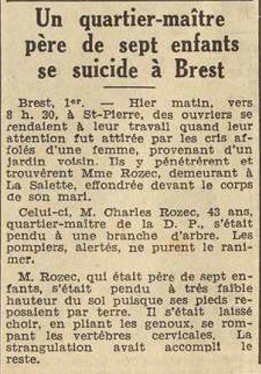 Brest Rozec Charles Le Télégramme de Brest et de l'Ouest 2 Août 1955