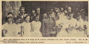 Faou Mariage L'Haridon Laurent avec Golhen Yvette Le Télégramme de Brest 8 Septembre 1955