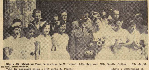 Faou Mariage L'Haridon Laurent avec Golhen Yvette Le Télégramme de Brest 8 Septembre 1955